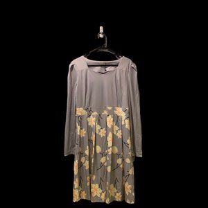 Burlady Vintage Floral Dress Long Sleeve Casual Swing Dress